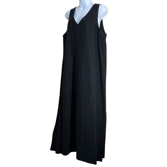 DKNY Linen Blend Sleeveless V-Neck Maxi Dress Black Womens Size L NWT - Picture 5 of 10